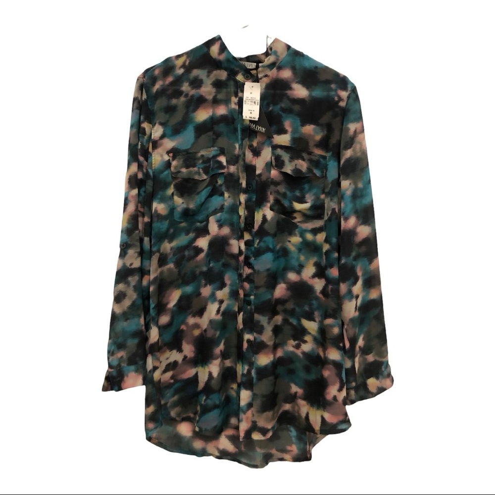 PIPPA LYNN Printed Sheer Tunic Blouse LF Store Size Medium